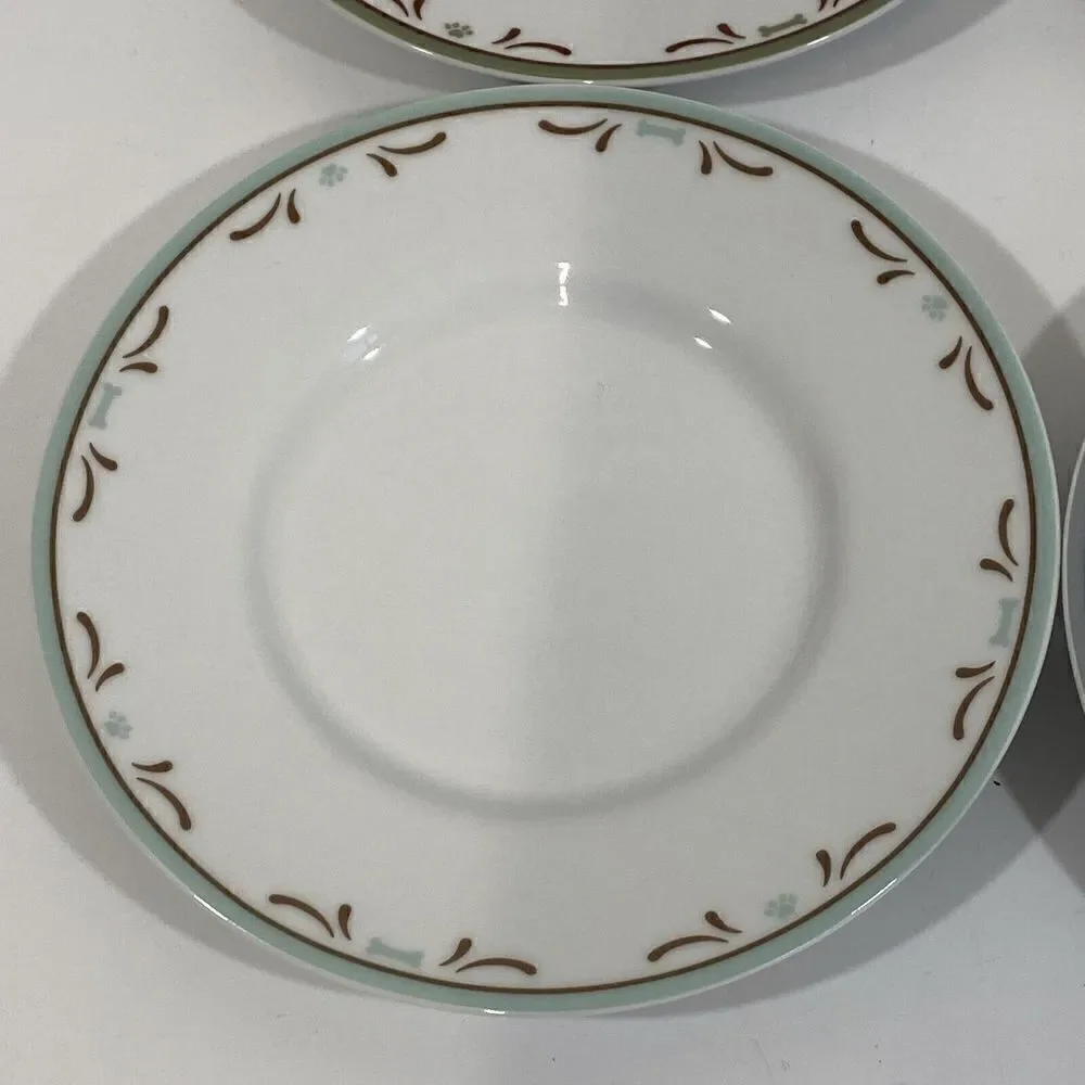 Danbury Mint Dog Bone Dinnerware Small Side Bread 6” Plate Set‎ Of (4)